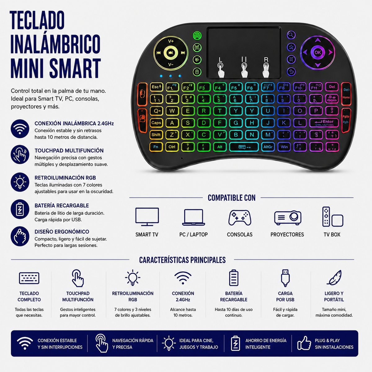 Teclado Inalámbrico Mini Smart 858-14