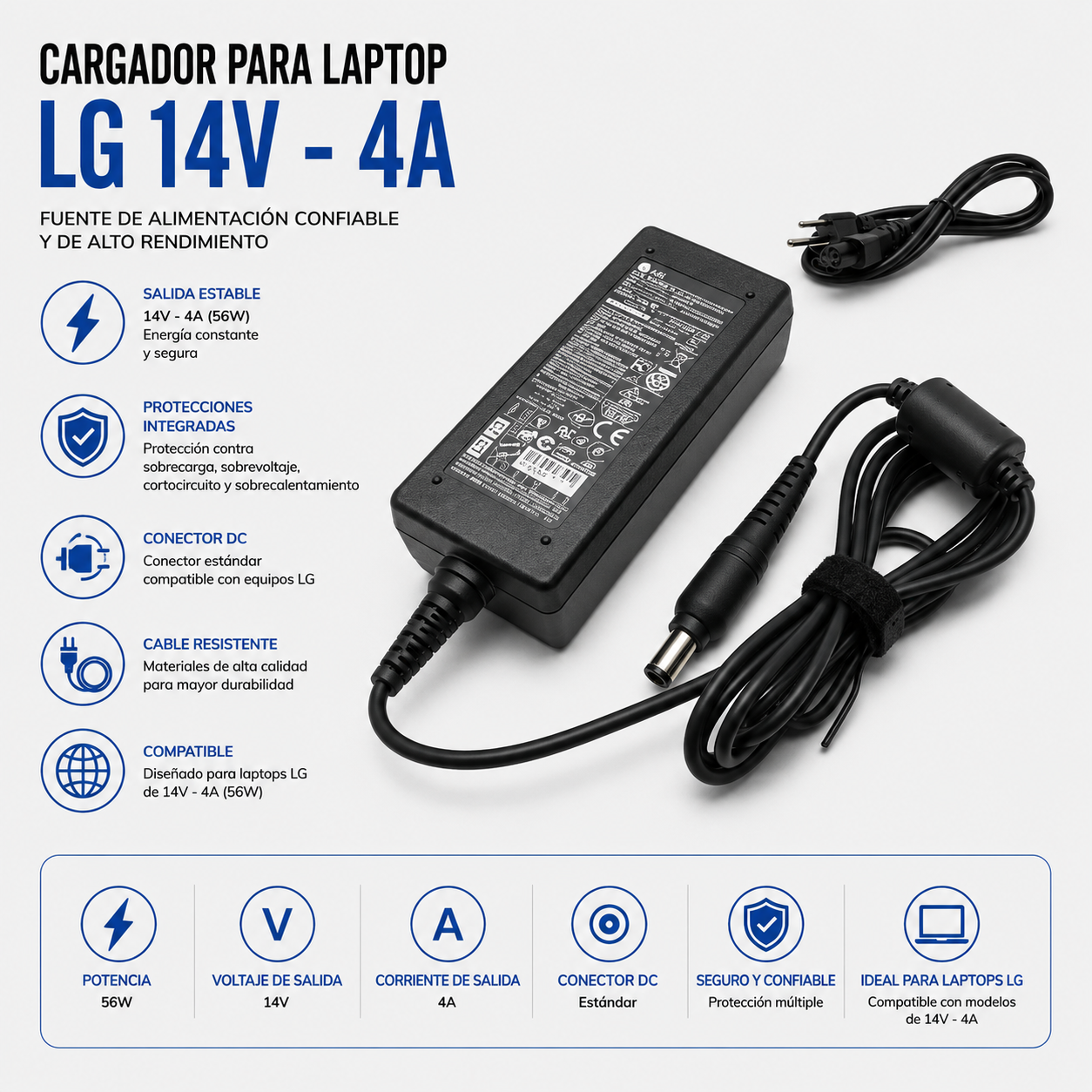 Cargador para Laptop LG 14V 4A