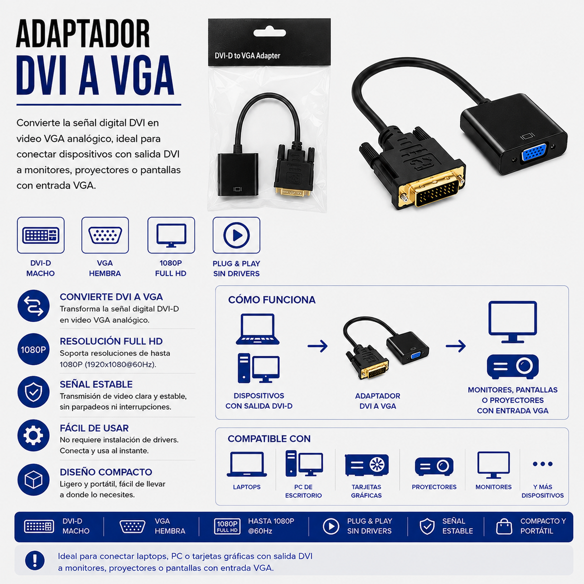 Adaptador DVI a VGA