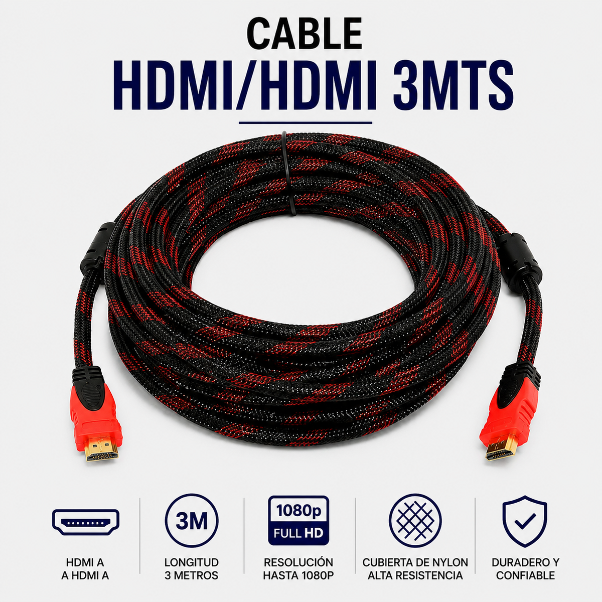 Cable HDMI a HDMI 3 Metros – Alta Velocidad para Audio y Video en Alta Definición