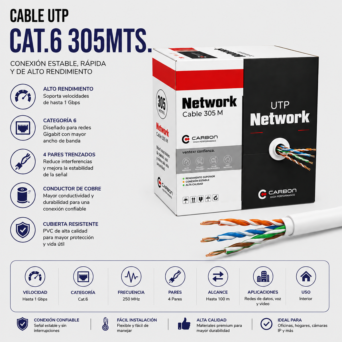 Cable UTP Cat.6 305 Metros