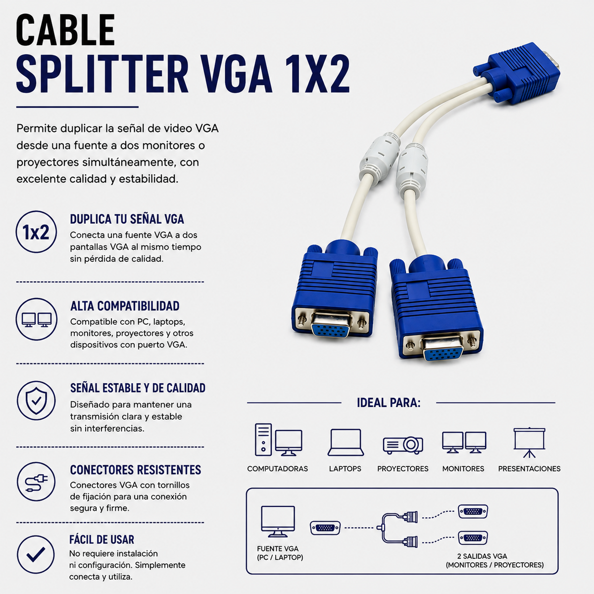 CABLE SPLITTER VGA 1x2