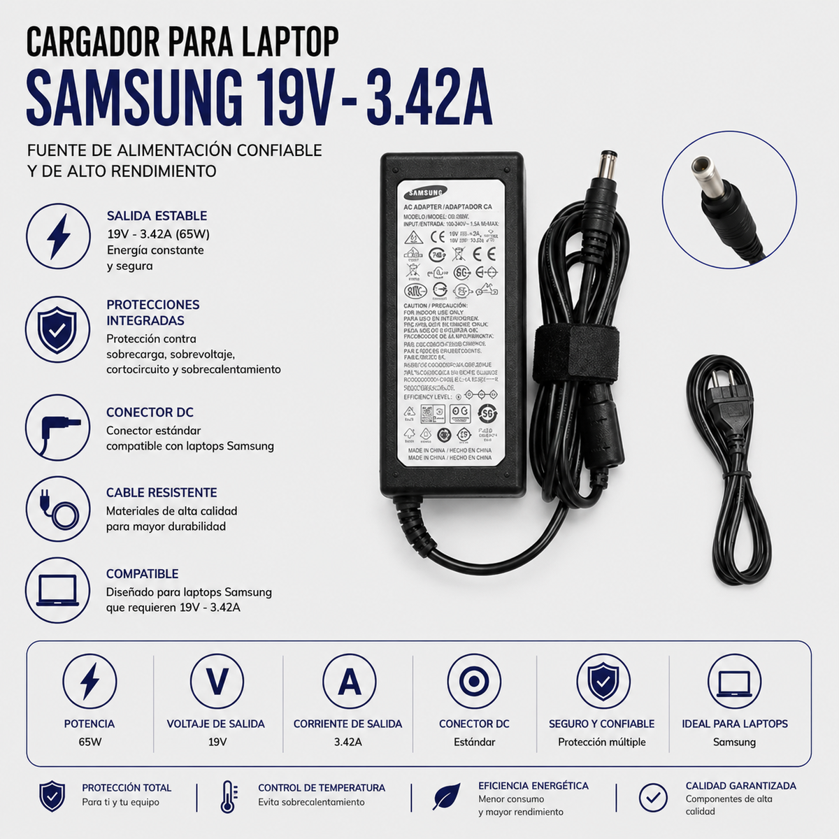 Cargador para Laptop Samsung 19V 3.42A