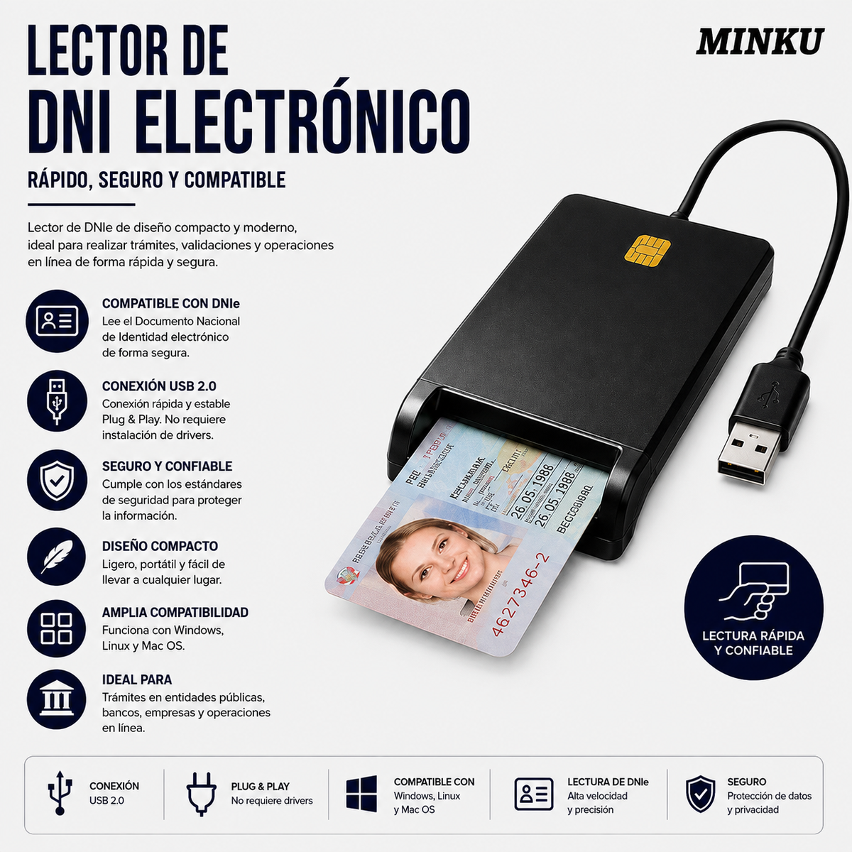 LECTOR SMART CARD DNI ELECTRONICO 2.0