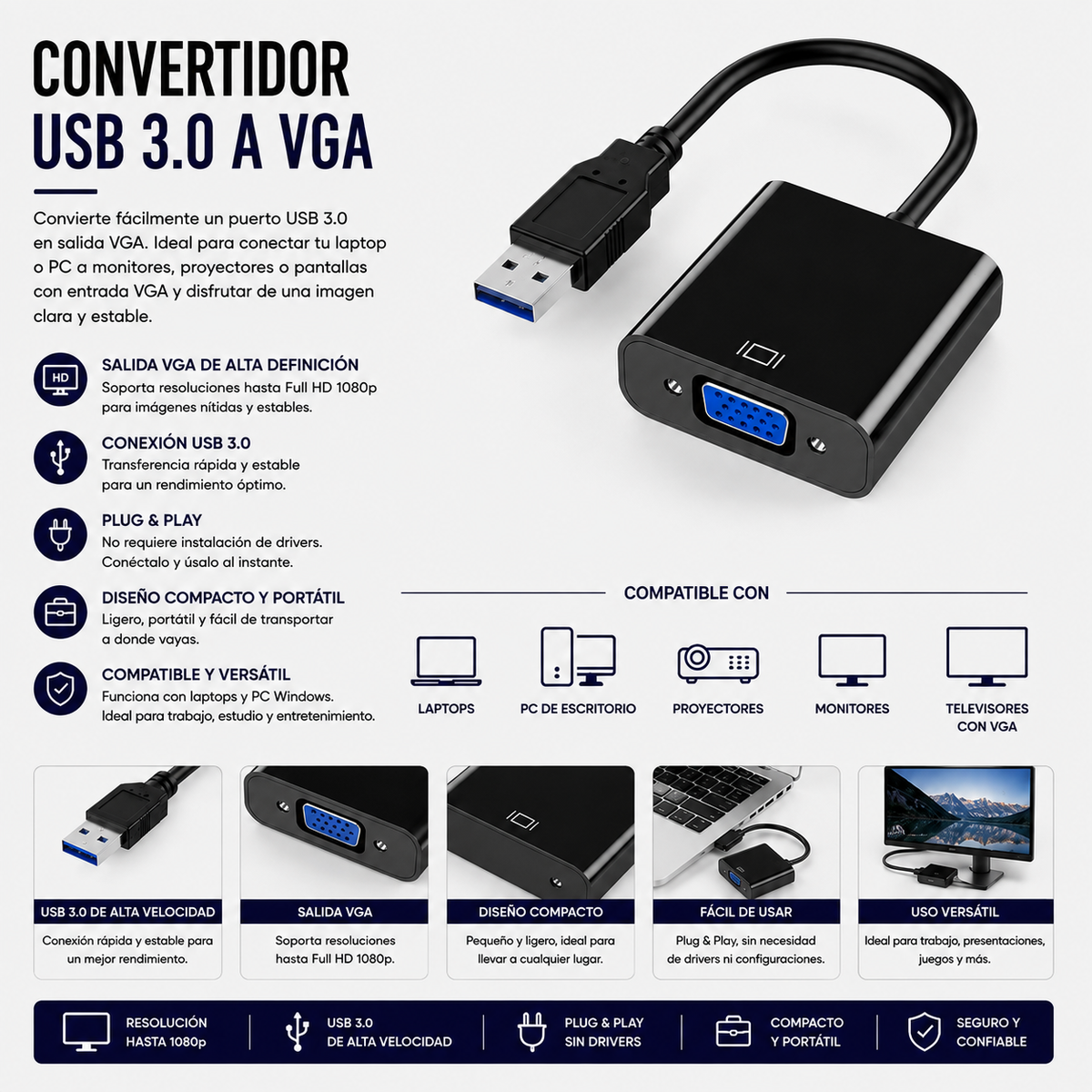 Convertidor USB 3.0 a VGA