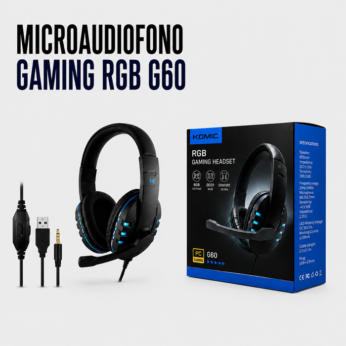 Microaudífono Gamer RGB G60 con Micrófono