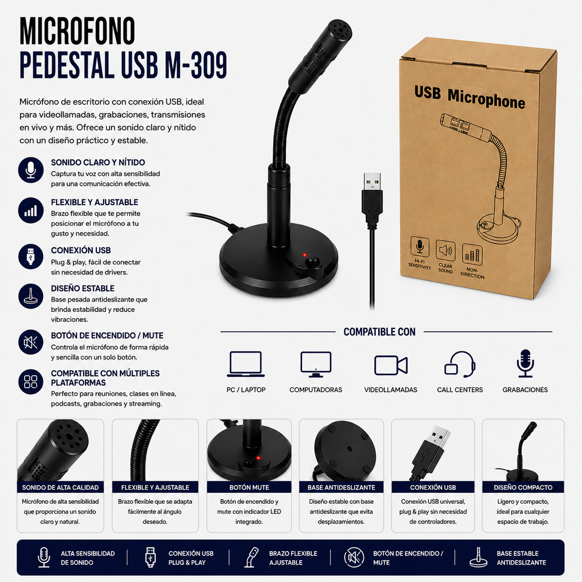 Micrófono de Pedestal USB M-309