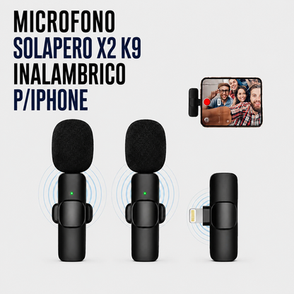 Micrófono Solapero Inalámbrico Doble K9 para iPhone