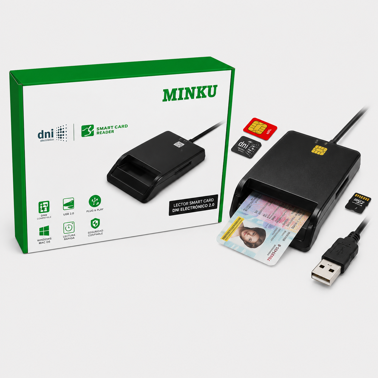 LECTOR DNI ELECTRONICO 3.0 4 EN 1 CHIP +SD CARD+SIM CARD
