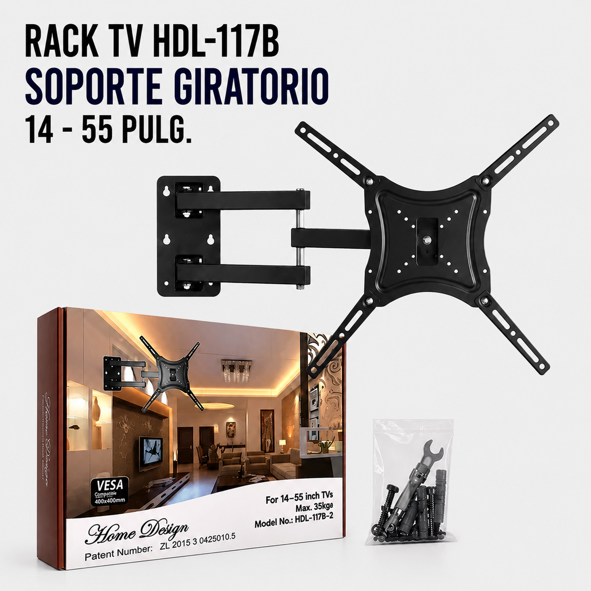 Rack TV HDL-117B Soporte Giratorio para TV de 14" a 55"