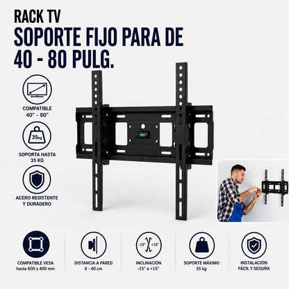 Rack TV HT-600 – Soporte Fijo para Televisores de 40" a 80"