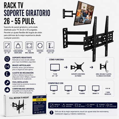 Rack TV HX-814 Soporte Giratorio para TV de 26" a 55"