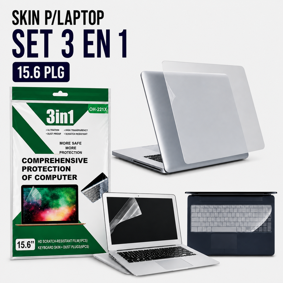 SKIN PROTECTOR PARA LAPTOP 3 en 1 – 15.6 Pulgadas