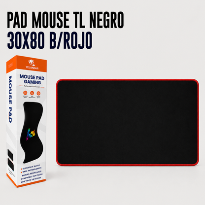 Pad Mouse TL Gamer Negro 30 × 80 cm – Borde Rojo