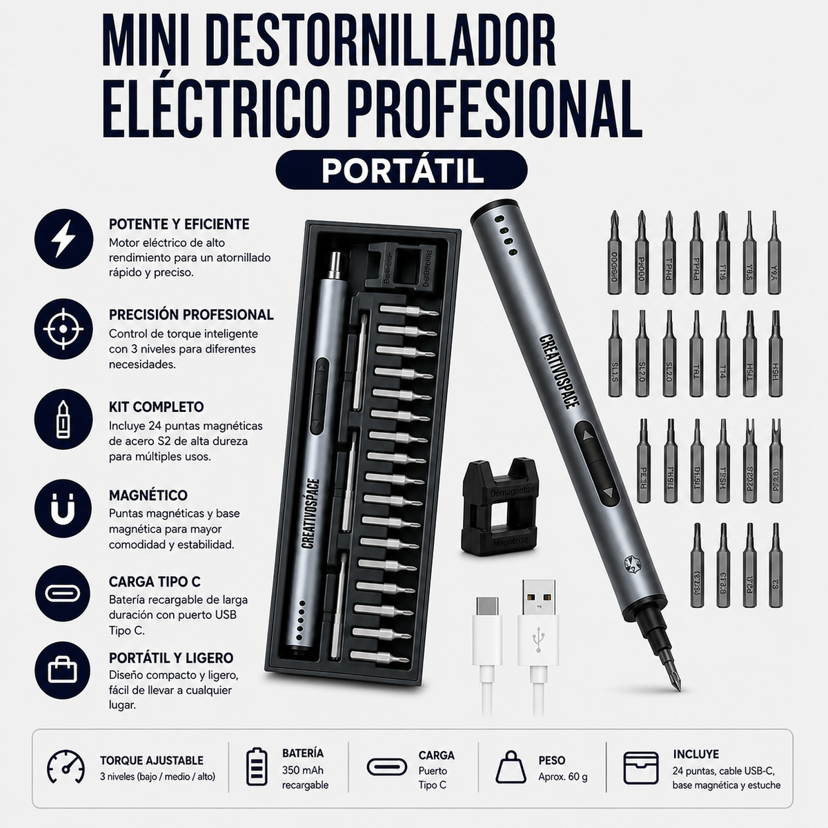 MINI DESTORNILLADOR ELÉCTRICO PROFESIONAL PORTÁTIL