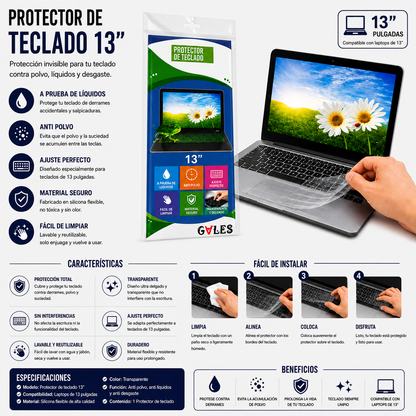 PROTECTOR DE TECLADO PARA LAPTOP 13 Pulgadas