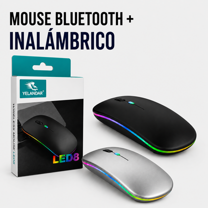 Mouse Bluetooth + Inalámbrico Recargable Yelandar LED8