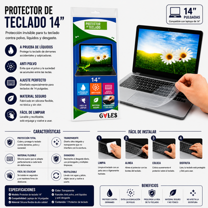 PROTECTOR DE TECLADO PARA LAPTOP 14 Pulgadas