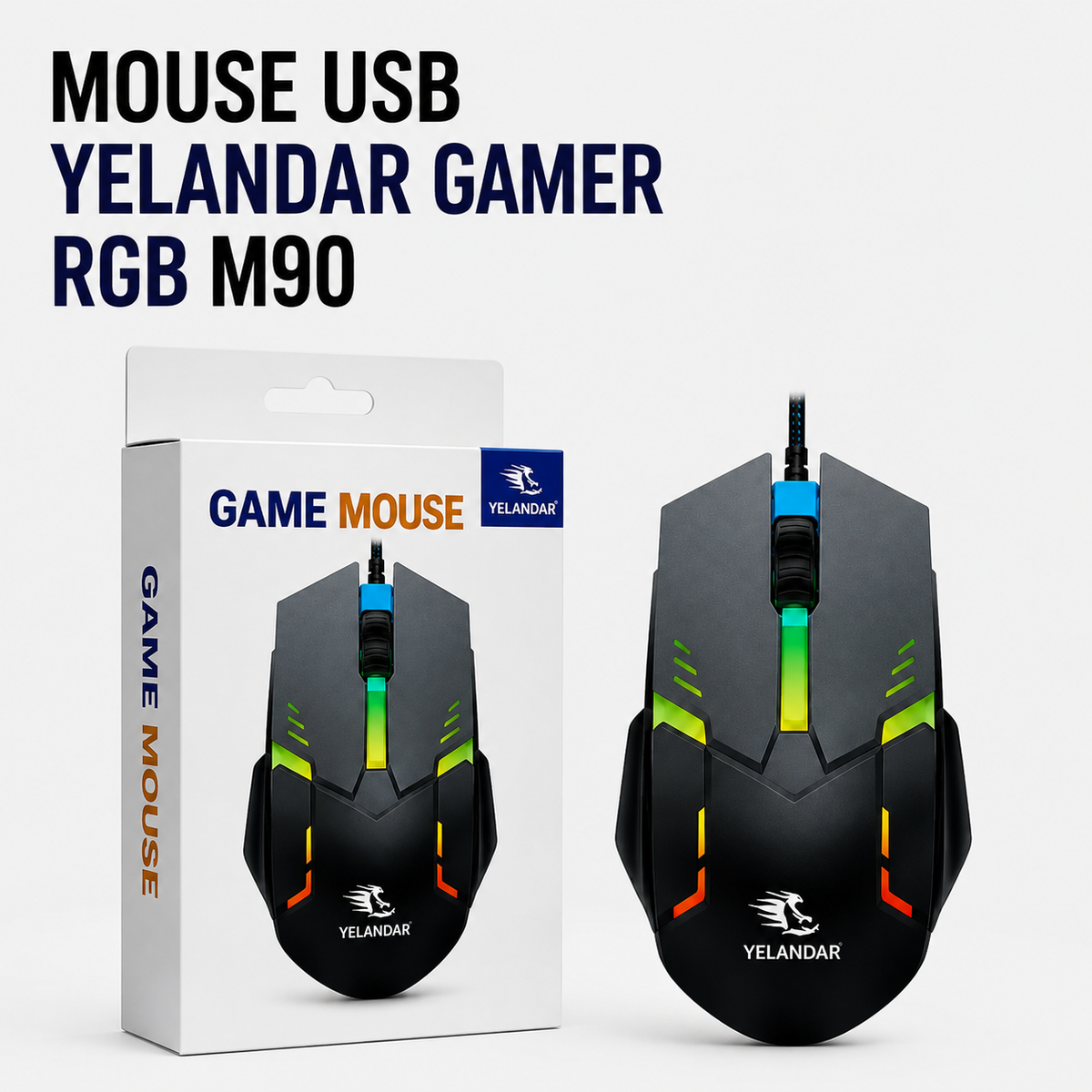 Mouse USB Gamer RGB Yelandar M90