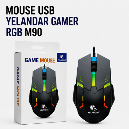 Mouse USB Gamer RGB Yelandar M90