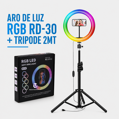 ARO DE LUZ RGB RD-30 + TRIPODE 2MT