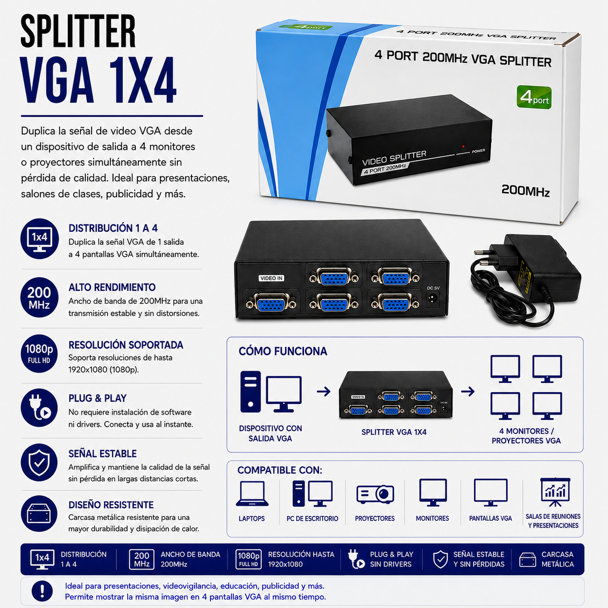 Splitter VGA 1x4