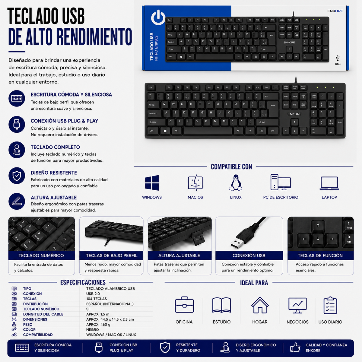 Teclado USB ENKORE Nitro ENK302