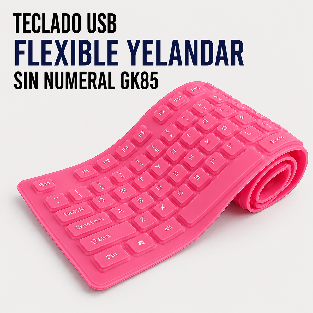 Teclado USB Flexible Yelandar GK85 – Silicona, Compacto y Resistente al Agua