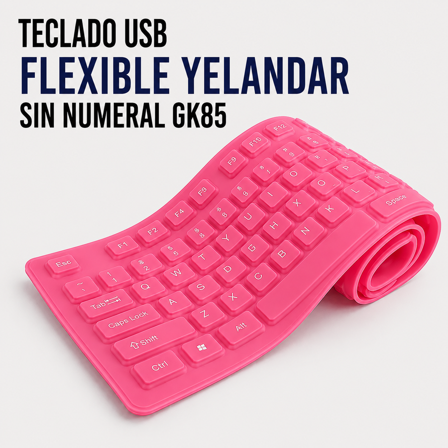 Teclado USB Flexible Yelandar GK85 – Silicona, Compacto y Resistente al Agua