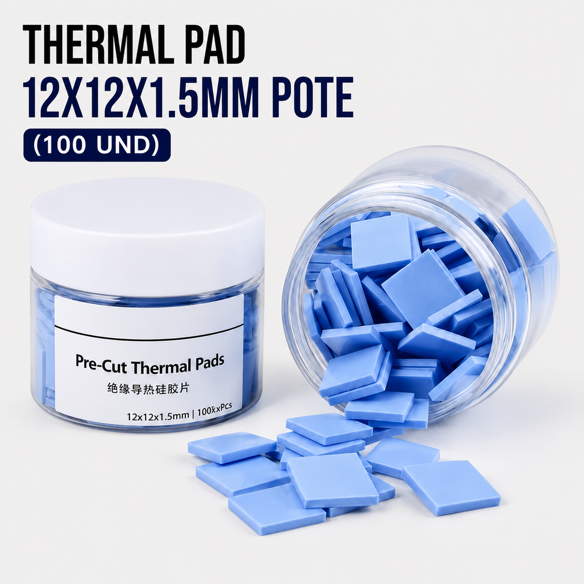 Thermal Pad 12 × 12 × 1.5 mm – Pote x 100 Unidades