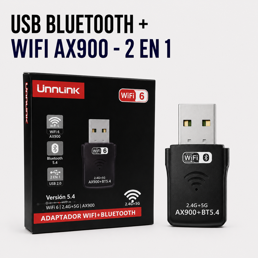 USB WiFi AX900 + Bluetooth 5.4 – Adaptador Inalámbrico 2 en 1