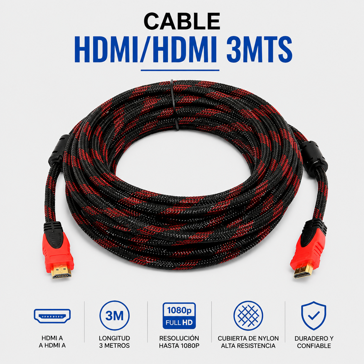 Cable HDMI a HDMI 3 Metros – Alta Velocidad para Audio y Video en Alta Definición