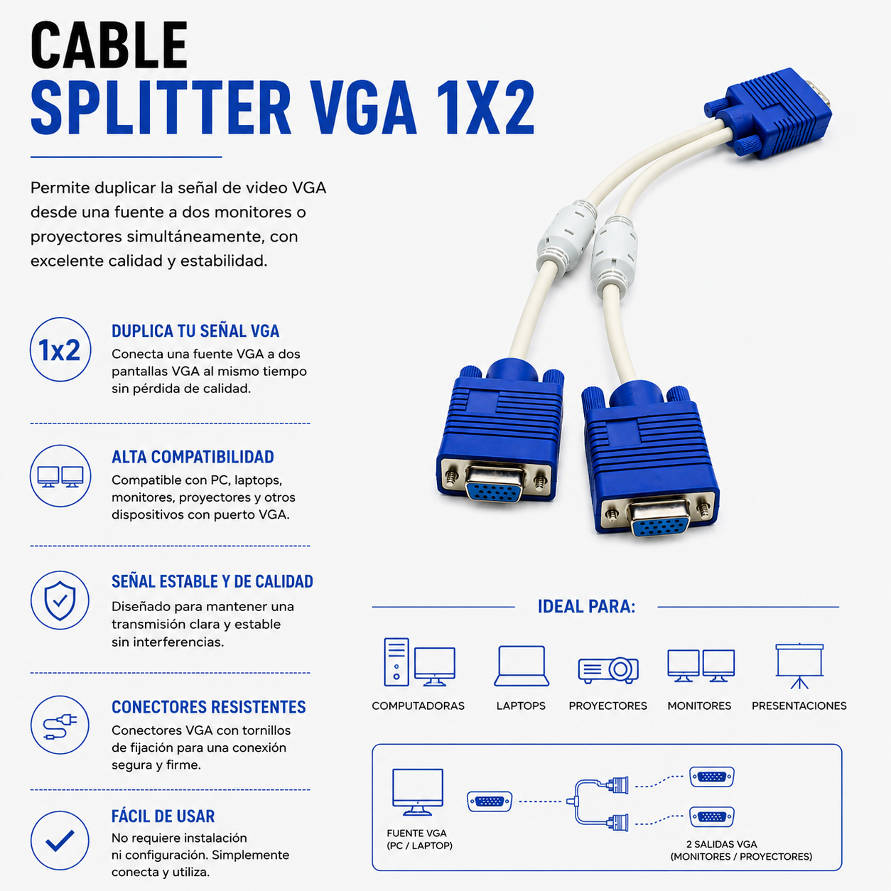 CABLE SPLITTER VGA 1x2