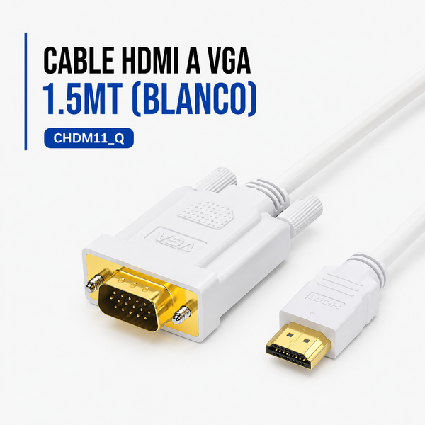CABLE HDMI a VGA 1.5 Metros (Blanco)