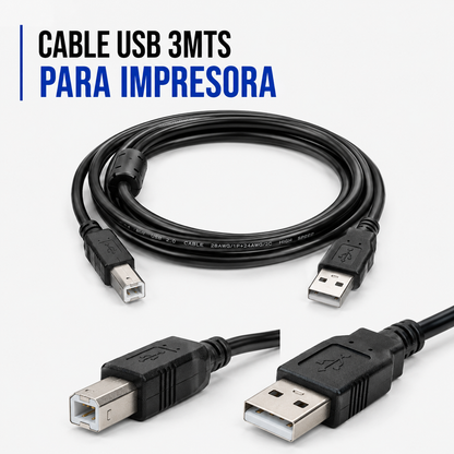 Cable USB para Impresora 3 Metros