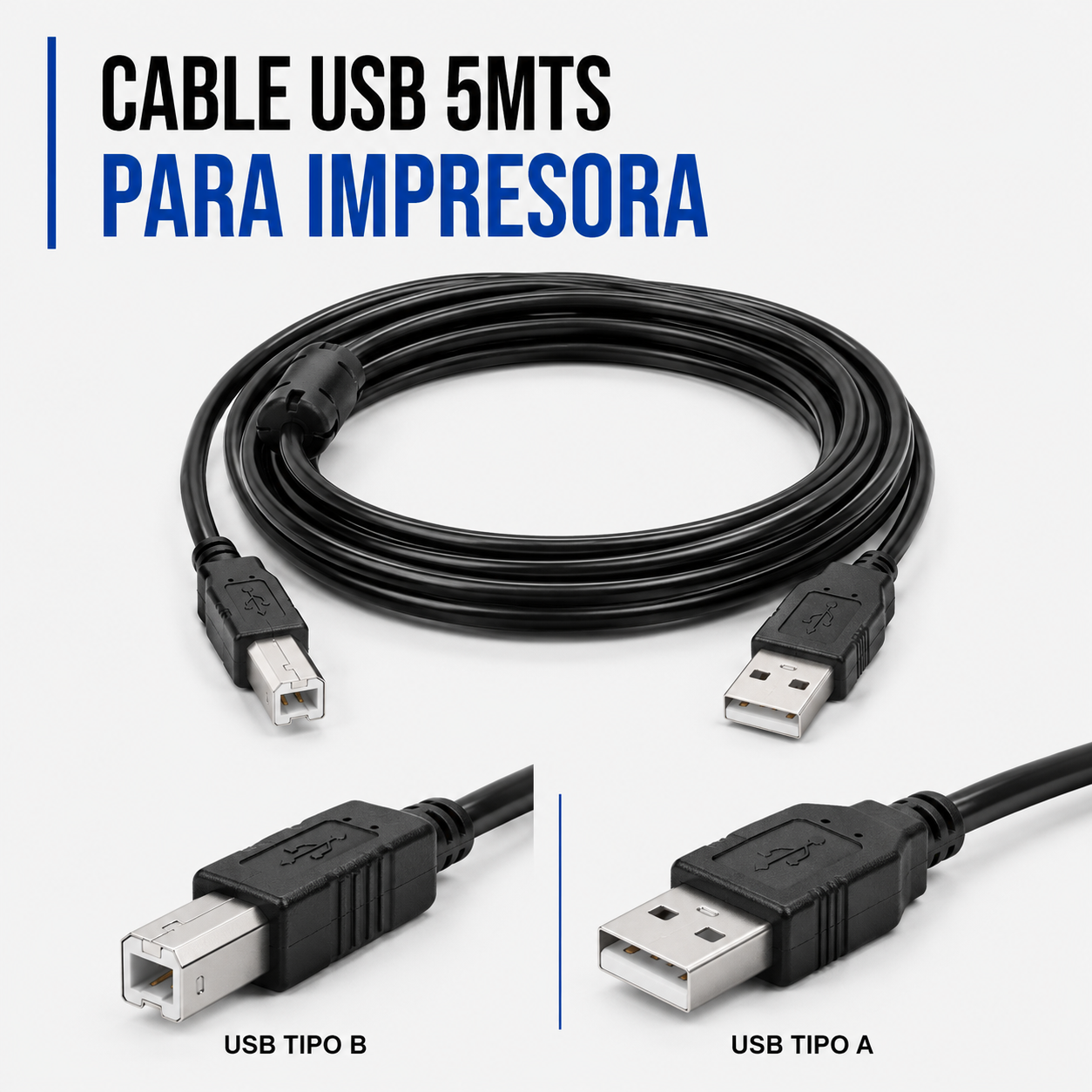 CABLE USB PARA IMPRESORA 5 Metros