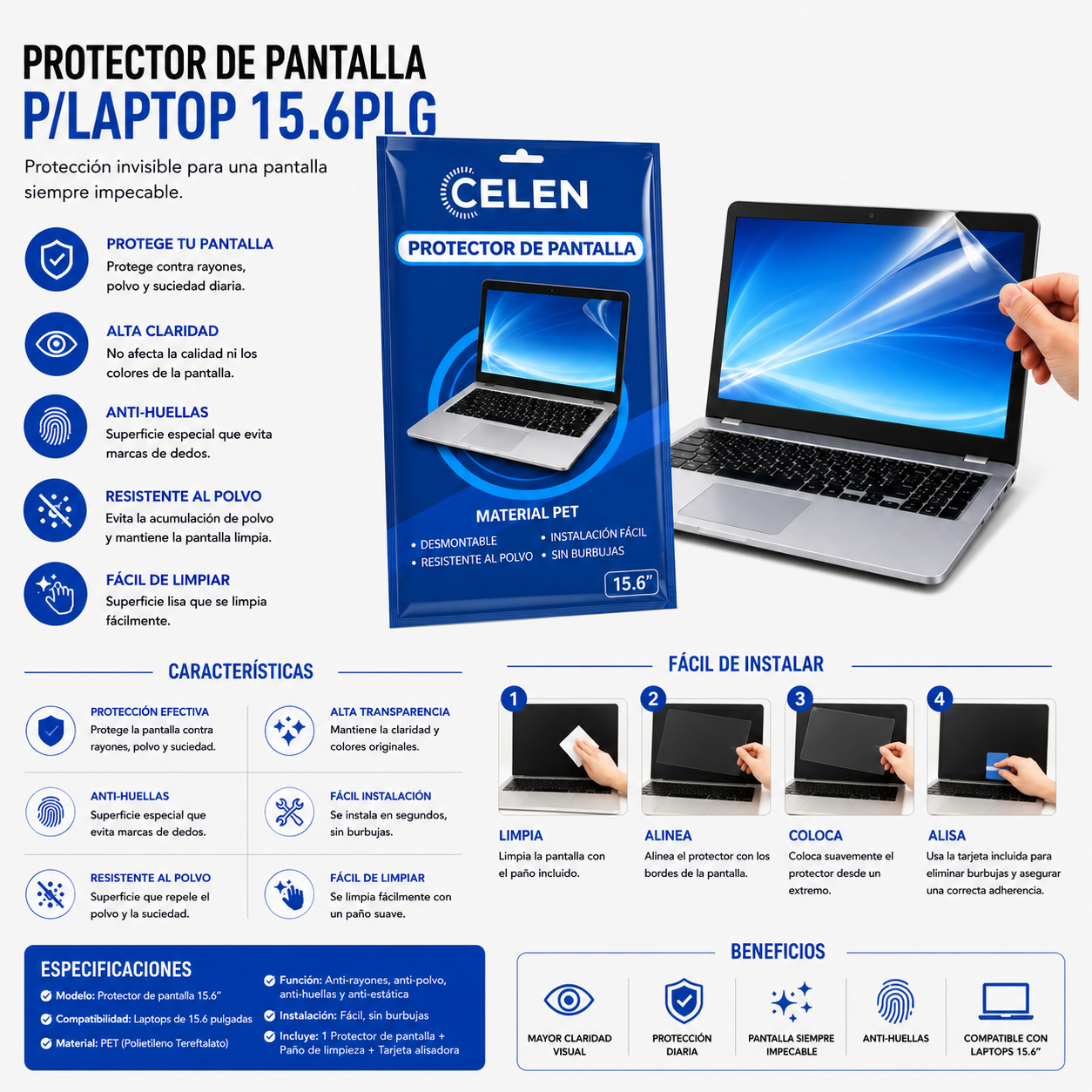 PROTECTOR DE PANTALLA PARA LAPTOP 15.6 Pulgadas