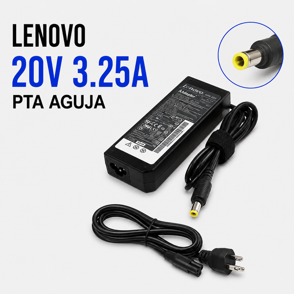 Cargador para Laptop Lenovo 20V 3.25A – Punta Aguja