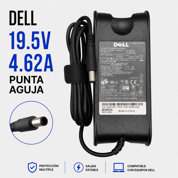Cargador para Laptop Dell 19.5V 4.62A – Punta Aguja