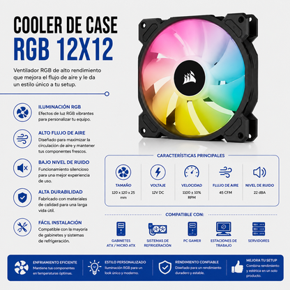 Cooler para Case RGB 12x12 cm