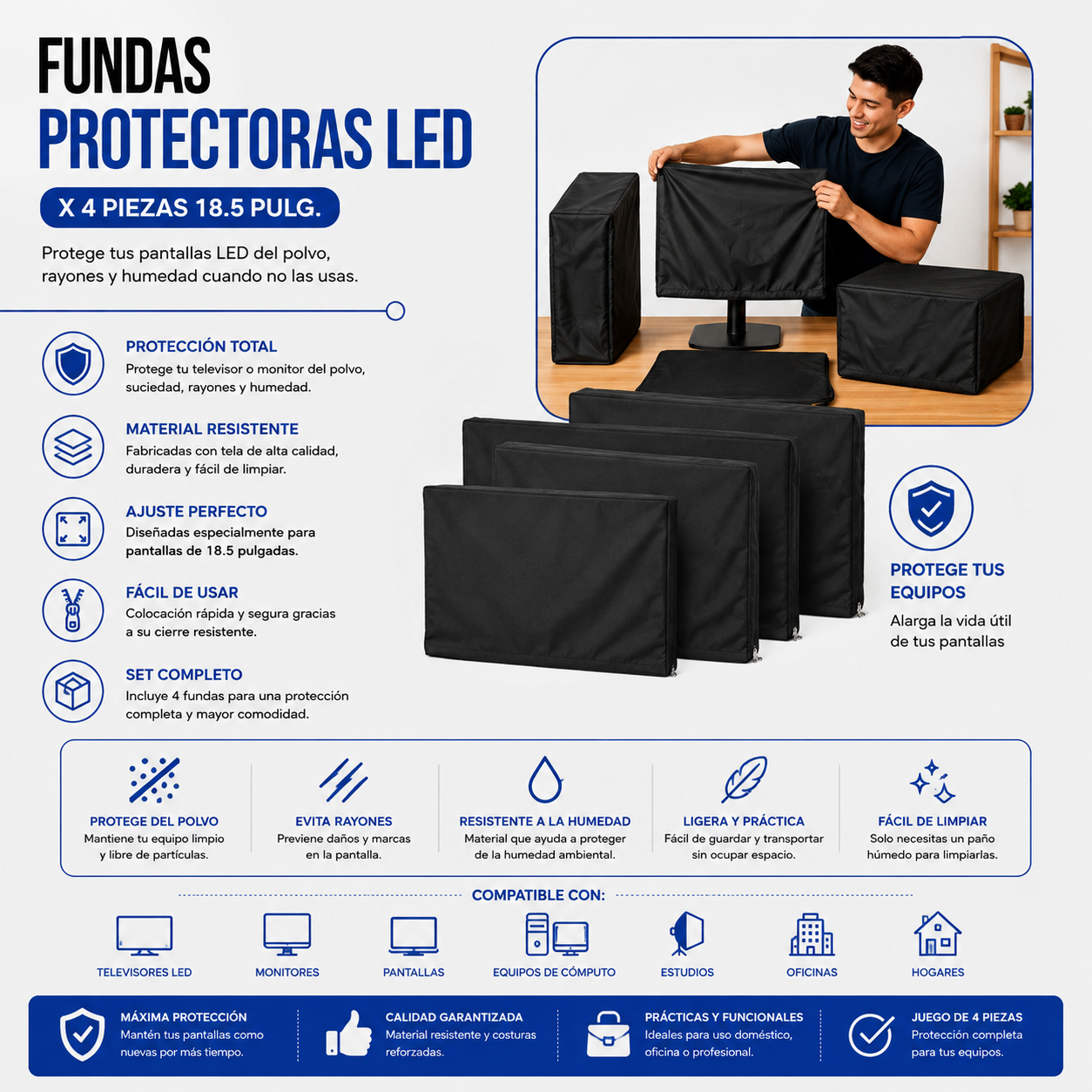 Fundas Protectoras para PC 4 Piezas – 18.5 Pulgadas