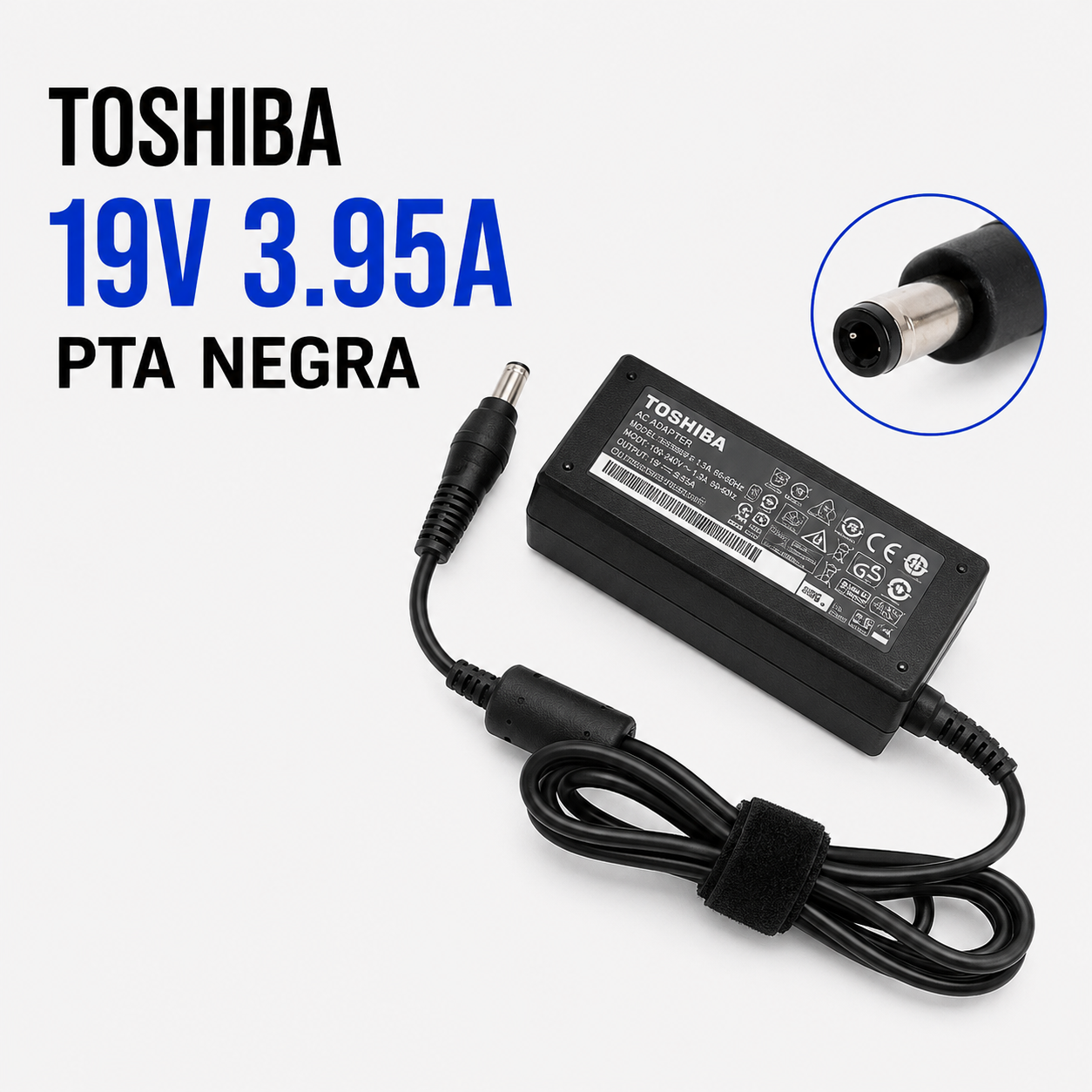 Cargador para Laptop Toshiba 19V 3.95A – Punta Negra