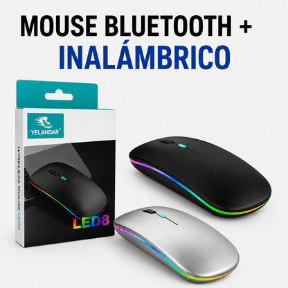 Mouse Bluetooth + Inalámbrico Recargable Yelandar LED8