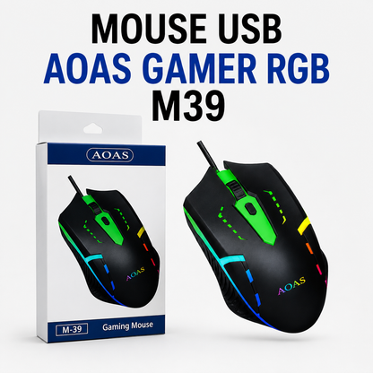 Mouse USB Gamer RGB AOAS M39