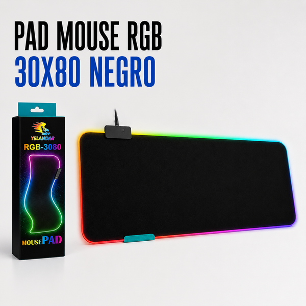 Pad Mouse RGB Gamer 30 × 80 cm – Negro