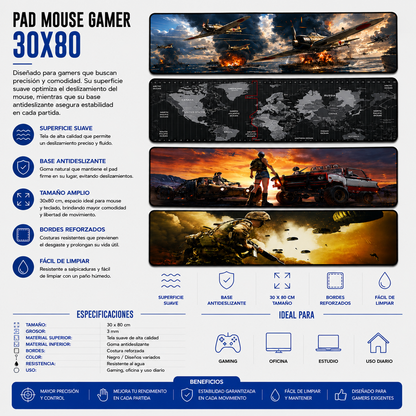 Pad Mouse Gamer XL 30 × 80 cm – Diseños Variados