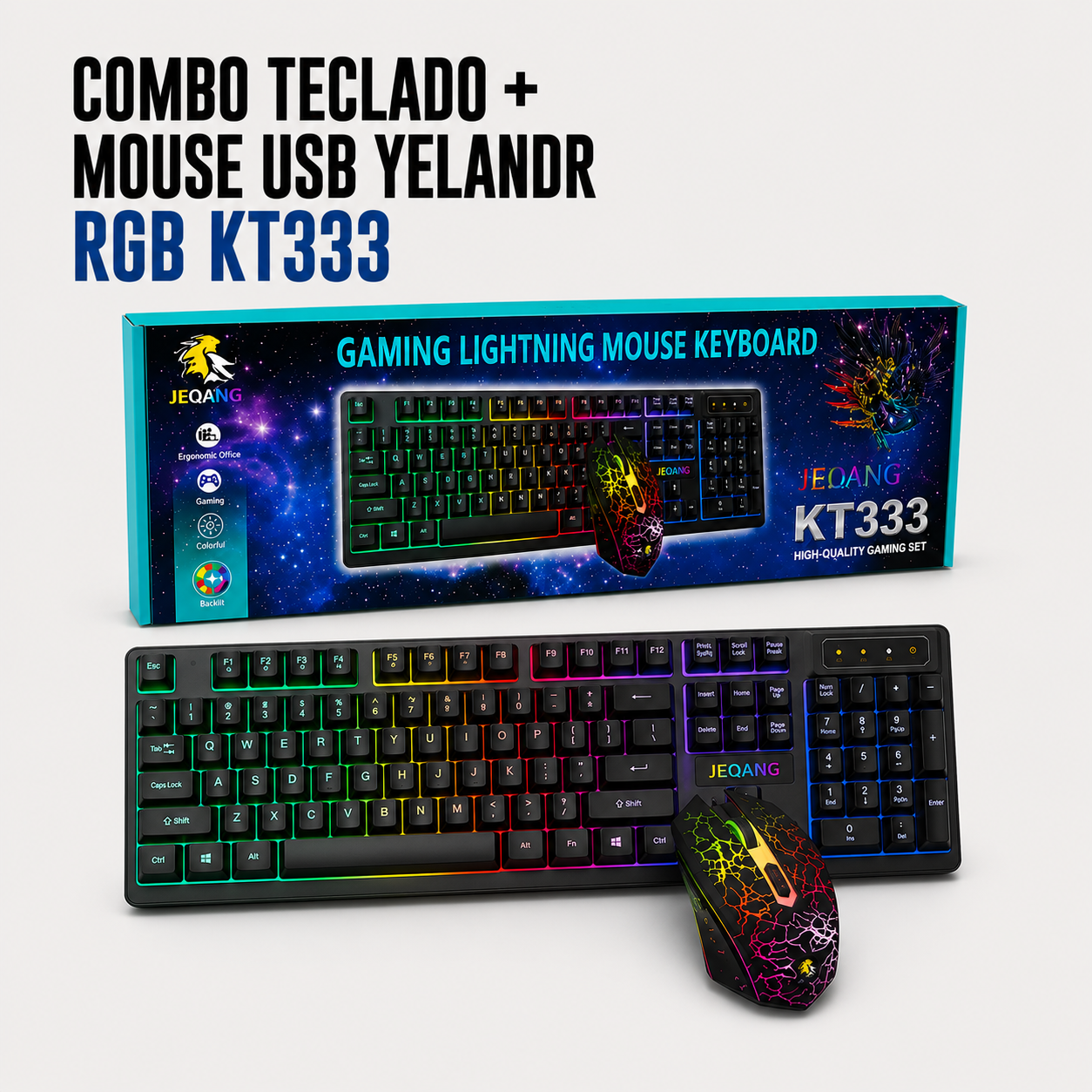 Combo Teclado + Mouse USB Gamer RGB KT333