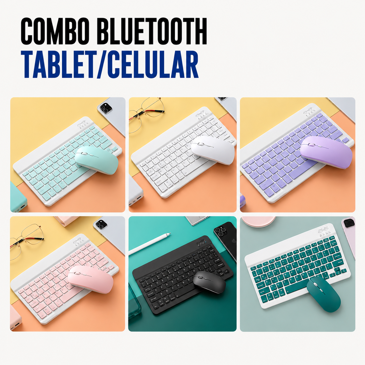 Combo Teclado + Mouse Bluetooth para Tablet y Celular
