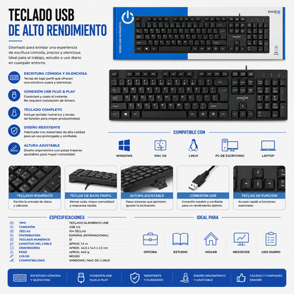 Teclado USB ENKORE Nitro ENK302