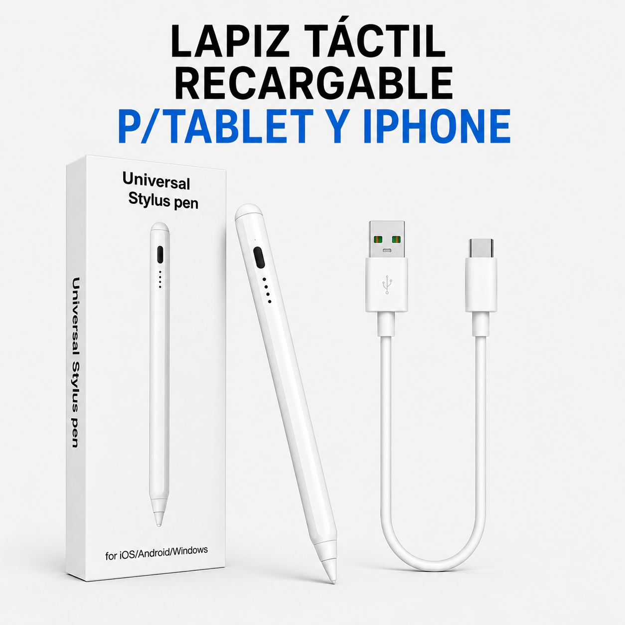 Lápiz Táctil Recargable Universal para Tablet, iPad y Smartphone